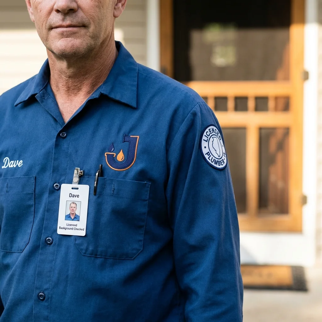 Licensed plumber showing ID badge in Falls City, NE