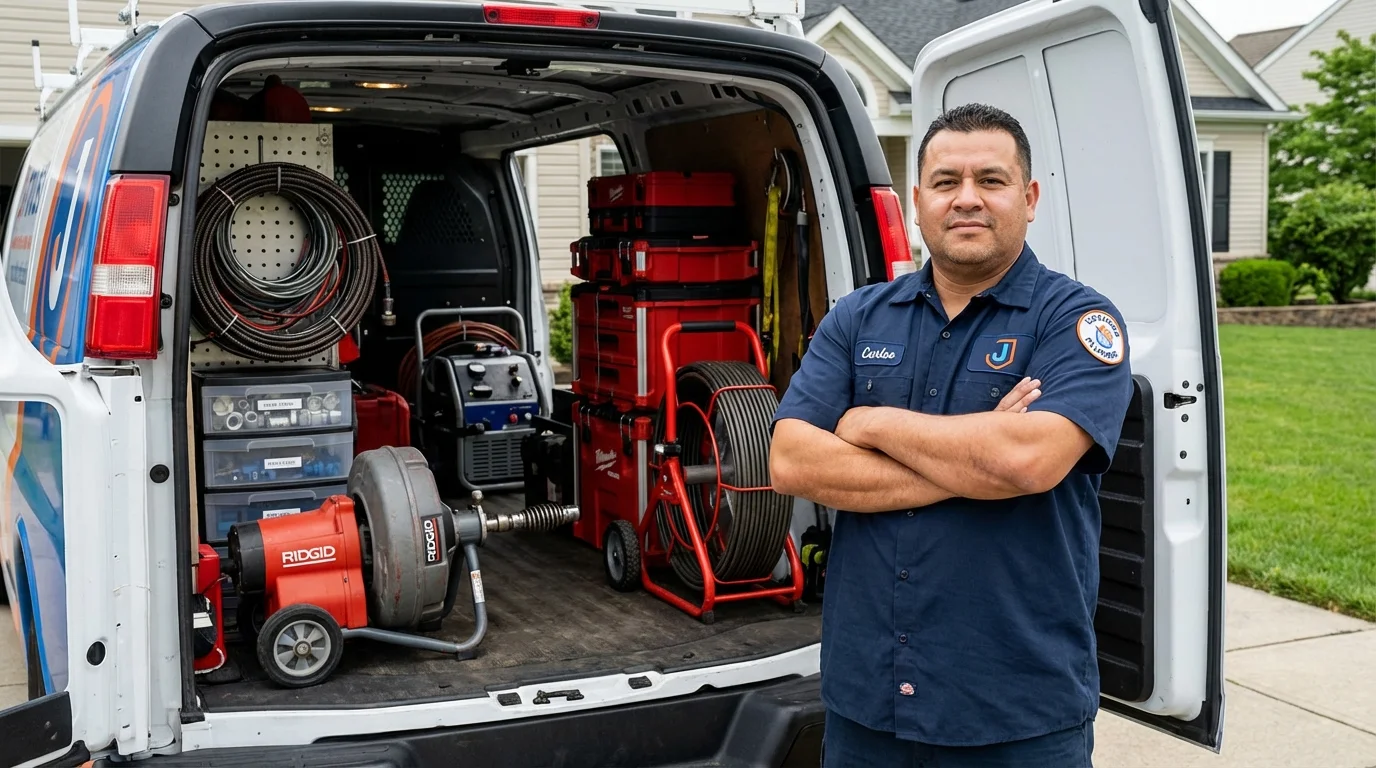 Professional drain cleaning equipment and Johns Plumbing LLC plumber in Falls City