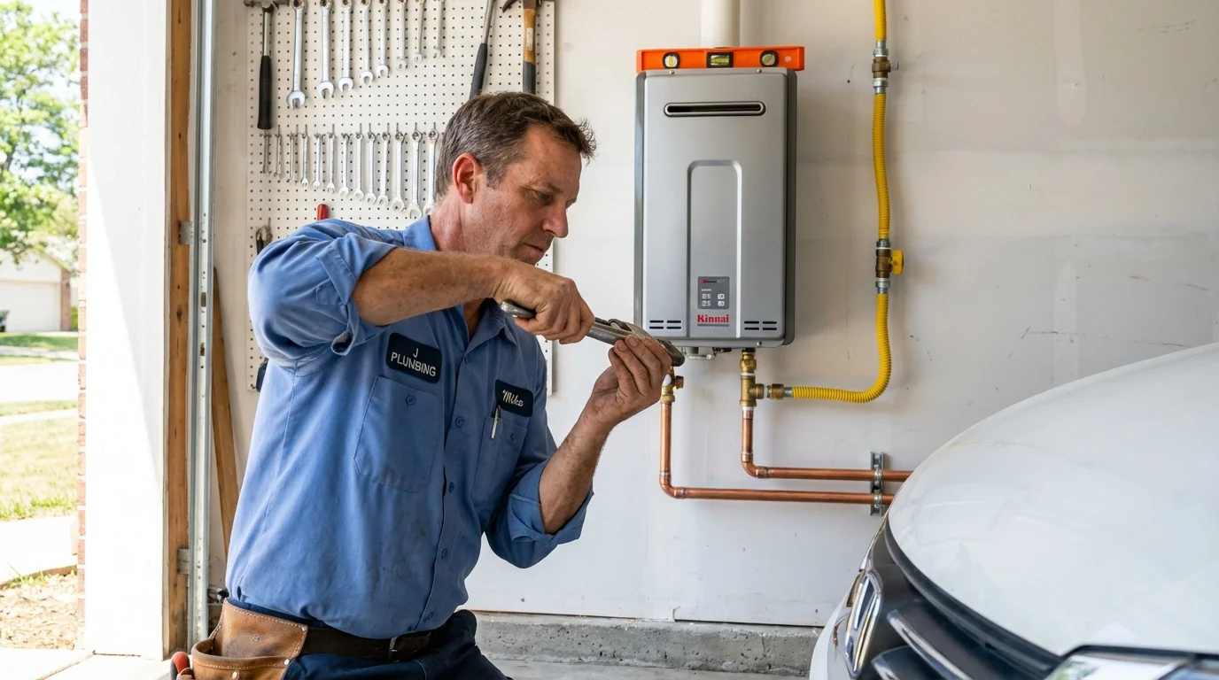 Tankless water heater installation by a Johns Plumbing LLC plumber in Falls City